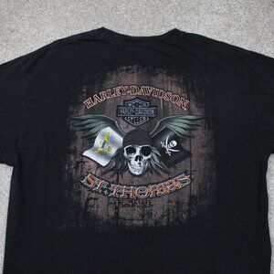Harley-Davidson St. Thomas Shirt Mens XL Black Graphic Cotton S/S Double‎ Sided
